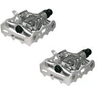 cyclingcolors Coppia di pedali per bicicletta semiautomatici color argento, in alluminio forgiato, 103x63mm, compatibili con SPD perno 9/16" x 14 mm