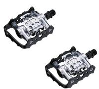 cyclingcolors Coppia di pedali per bicicletta semiautomatici neri e argento, in alluminio forgiato, 103x63mm, compatibili con SPD perno 9/16" x 14 mm