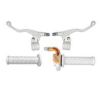 cyclingcolors Kit Manopole Moto Ciclomotore Scooter con Acceleratore e Leve Sinistra Destra - Manubrio 22 mm - Rivestimenti in Gomma Antiscivolo - Design Racing Comfort di Guida, bianco