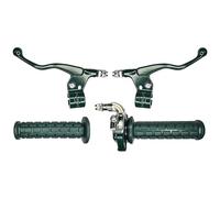 cyclingcolors Kit Manopole Moto Ciclomotore Scooter con Acceleratore e Leve Sinistra Destra - Manubrio 22 mm - Rivestimenti in Gomma Antiscivolo - Design Racing Comfort di Guida, verde