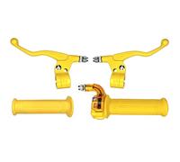 cyclingcolors Kit Manopole Moto Ciclomotore Scooter con Acceleratore e Leve Sinistra Destra - Manubrio 22 mm - Rivestimenti in Gomma Antiscivolo - Design Targa Comfort di Guida, giallo