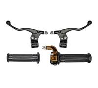 cyclingcolors Kit Manopole Moto Ciclomotore Scooter con Acceleratore e Leve Sinistra Destra - Manubrio 22 mm - Rivestimenti in Gomma Antiscivolo - Design Targa Comfort di Guida, nero
