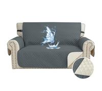 CYCMACO Copridivano 2 Posti Impermeabile con Braccioli, Copridivano Trapuntato Antiscivolo, Copri Divano Antigraffio Per Gatto, Universale Sofa Cover Antimacchia, Grigio scuro