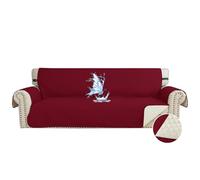 CYCMACO Copridivano 4 Posti Impermeabile con Braccioli, Copridivano Trapuntato Antiscivolo, Copri Divano Antigraffio Per Gatto, Universale Sofa Cover Antimacchia, Borgogna