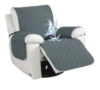 CYCMACO Impermeabile Copripoltrona 1 Posto, Copripoltrona Relax Reclinabile Universale, Antiscivolo Fodera Poltrona Con Tasche Laterali, Antimacchia, Antigraffio, Rimovibile, Grigio Scuro