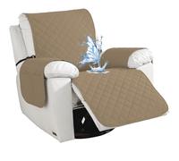 CYCMACO Impermeabile Copripoltrona 1 Posto, Copripoltrona Relax Reclinabile Universale, Antiscivolo Fodera Poltrona Con Tasche Laterali, Antimacchia, Antigraffio, Rimovibile, Caffè Chiaro