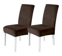 CYCMACO Velluto Coprisedie Con Schienale 2 Pezzi, Coprisedia Cucina Elasticizzato, Universale Copri Sedie Soggiorno, Fodera Sedia Con Schienale Alto, Chair Cover, Caffè