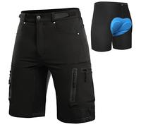 Cycorld Pantaloni da Ciclismo da Uomo, ad Asciugatura Rapida, per Mountain Bike, con Imbottitura 4D, Elastici per Sport all'Aria Aperta, da Ciclismo (Nero, XXXL)