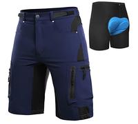 Cycorld Pantaloni da Ciclismo da Uomo, ad Asciugatura Rapida, per Mountain Bike, con Imbottitura 4D, Elastici per Sport all'Aria Aperta, da Ciclismo (Blu Scuro, M)