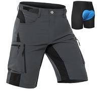 Cycorld Pantaloni da Ciclismo da Uomo, ad Asciugatura Rapida, per Mountain Bike, con Imbottitura 4D, Elastici per Sport all'Aria Aperta, da Ciclismo (Aggiornamento Grigio Scuro, M)