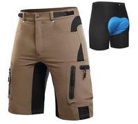 Cycorld Pantaloni da Ciclismo da Uomo, ad Asciugatura Rapida, per Mountain Bike, con Imbottitura 4D, Elastici per Sport all'Aria Aperta, da Ciclismo (Cachi, M)