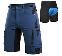 Cycorld Pantaloni da Ciclismo da Uomo, ad Asciugatura Rapida, per Mountain Bike, con Imbottitura 4D, Elastici per Sport all'Aria Aperta, da Ciclismo (Indaco, XX L)