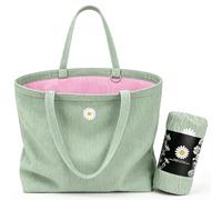 CYD Borsa da piscina da donna, verde e rosa, con parte superiore aperta