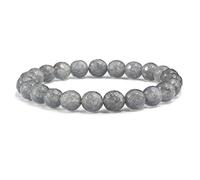 CYDXD Bracciale con perline di Pietra di Luna Grigia Naturale,Braccialetti elasticizzati Regolabili in Cristallo Grigio da 8mm,Fatti a Mano,per Uomo e Donna, di Compleanno e Yoga.