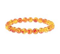 CYDXD Bracciale con perline Rotonde in Pietra D'Ambra Naturale per Uomo e Donna,elastico da 8mm con Pietre Preziose Naturali,Ideale Come per L'Amicizia Tra Ragazze Adolescenti.