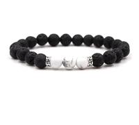 CYDXD Bracciale in Pietra Lavica Naturale e perline di Howlite per Uomo e Donna,Braccialetti in Pietra Lavica Naturale e perline di Howlite da 8mm,Accessori per Festival, di Compleanno da 8mm