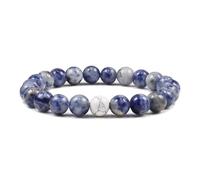 CYDXD Bracciale in Pietra Naturale,Braccialetti Elastici Regolabili con perline Fatte a Mano in Agata Blu e Howlite da 8mm,per Regali di Compleanno,Amicizia e Insegnanti,8mm
