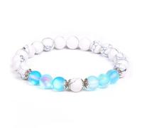 CYDXD Bracciale in Pietra Naturale,Braccialetti elastici Regolabili con perline in Agata Howlite e Pietra di Luna Blu da 8mm per di Compleanno e Feste da 8mm