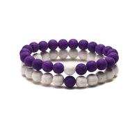 CYDXD Bracciale in Pietra Naturale per Regali di Coppia,8mm,Braccialetti con perline di Pietra Lavica Viola e Bianca per Il Tuo Amante,Moglie,Fidanzata,Anniversario,8mm
