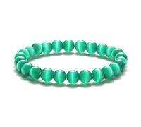 CYDXD Bracciale in Pietra Naturale per Uomo e Donna,Braccialetti elastici con perline Fatti a Mano in Cristallo Occhio di Gatto da 8mm,per di Compleanno e Amicizia,Verde 8mm