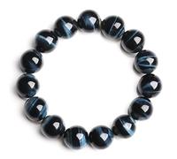 CYDXD Bracciale in Pietra Naturale per Uomo e Donna,Braccialetti elastici Regolabili con perline in Occhio di Tigre Blu Fulmine da 8mm,per Uomo, per Padre,Fidanzato e Fratello,8mm.