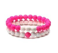 CYDXD Bracciale in Pietra Naturale per Uomo e Donna,Regolabile da 8mm,con perline di Lava Rosa e Bianca,per Il Tuo Amante,Moglie,Fidanzata,Anniversario,8mm.