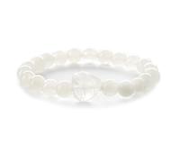 CYDXD Bracciale in Pietra Naturale Unisex per Coppia,perline da 8mm con Ciondolo a Forma di Cuore,Braccialetti Elastici per Donne e Uomini,Regali per L'Amicizia,Bianco,8mm