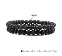 CYDXD Braccialetti in Pietra Naturale da 6mm,2 Pezzi per Coppia,Braccialetti Intrecciati Regolabili con perline Fatti a Mano per Il Tuo Amante,Moglie,Fidanzata,Anniversario,Opaco-Lava da 6mm.