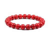 CYDXD Braccialetto di perline di Howlite Rossa Naturale - Braccialetti Elastici Regolabili con perline da 8mm Fatti a Mano con Effetto Crepitio per Donne e Uomini,Regali per Yoga e Amicizia,8mm