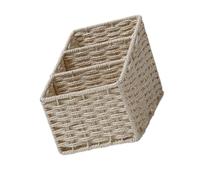 CYDZSRA Cestino portaoggetti portatile intrecciato, organizer per telecomandi e articoli vari, da bagno o semplicemente da posizionare sul tavolo. Simulazione, Beige