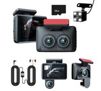 CYDZSRA Dash Cam a 3 Per canali DVR per auto a 3 obiettivi Videoregistratore interno anteriore e posteriore Telecamere per auto Dash Cam per Registratore G-sensor
