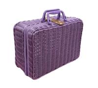 CYDZSRA Scatola portaoggetti per cosmetici da viaggio, adatta per i viaggi o per la conservazione quotidiana in finto rattan, può essere utilizzata anche come oggetto di scena o regalo, Viola, XL