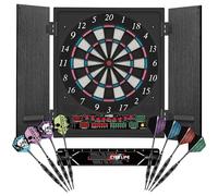 CyeeLife Bersaglio elettronico per freccette con armadio in legno, bersaglio elettronico con 34 giochi e 355 varianti, modalità 8 giocatori, display LED, voce tedesca
