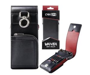 CyeeLife Dart Wallet + Dart Case, Astuccio in cuoio per freccette steel e softdarts, spazio per freccette completamente montate, scatola porta-accessori con custodia per alette, steli, punte ecc