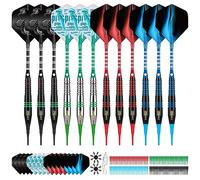 CyeeLife Freccette Professionali Punta Plastica,Set di 12 Freccette Morbide per Bersaglio elettronico con 4 Style, 100 Punte Morbide di Freccette e 16 Alette (18G)