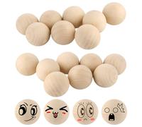 CYEER 20 palline di legno da 50 mm, perle di legno grandi, perle di legno naturale, sfere di legno per fai da te, pittura, intaglio