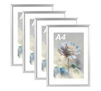 CYEER 4 cornici portafoto formato A4, in argento, 21 x 30 cm, cornice DIN A4, cornice A4, cornice DIN A4, cornice per foto, poster, puzzle