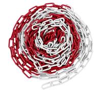 CYEER Catena in metallo rosso e bianco, 12 m, robusta catena in acciaio da 5 mm, resistente alle intemperie, catena a maglie massicce per parcheggi, cantieri e locali industriali, alta visibilità