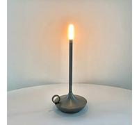 CYGEVUGL Lampada da Atmosfera per Cena a Lume di Candela, Lampada da Comodino 2500mAh Luminosità a 3 Livelli, Lampada da Tavolo per Bar/Caffè/Ristorante/Campeggio,Silver Gray