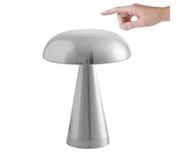 CYGEVUGL Lampada da Tavolo a Fungo, Luce Notturna da Tavolo Touch Ricaricabile, Lampade da Comodino Senza Fili per Ristorante, Bar Dell'hotel, Camera da Letto, Arredamento per Bambini，Silver