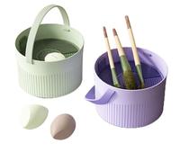 Cygmophing Detergente per pennelli per trucco Beauty Blender Spugna per pulizia Ciotola per pulizia/Asciugatura/Conservazione Strumento 3 in 1 con manico (Caffè)