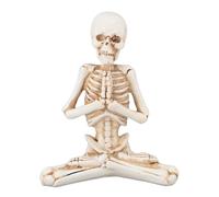 Cygmophing Ornamento del teschio Meditazione Seduto Scheletro Figurina Piccola statua in resina per la decorazione della scrivania delle feste