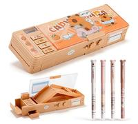 CYGMRFH Astuccio Portapenne Capybara e Penna- Pieghevole Multifunzione Pop Up Pencil Case Organizer con Scomparti a Bottone e Password di Blocco, Set Cancelleria Regalo Carino per Bambine e Bambini