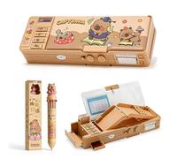 CYGMRFH Astuccio Portapenne Capybara e Penna- Pieghevole Multifunzione Pop Up Pencil Case Organizer con Scomparti a Bottone e Password di Blocco, Set Cancelleria Regalo Carino per Bambine e Bambini