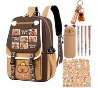 CYGMRFH Capybara Marrone Zaino con Astuccio, Penne Cancellabili