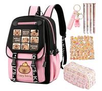 CYGMRFH Capybara Zaino con Astuccio, Penne Cancellabili, Marrone 3