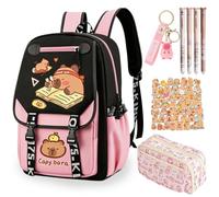 CYGMRFH Capybara Zaino con Astuccio, Penne Cancellabili, Rosa 4