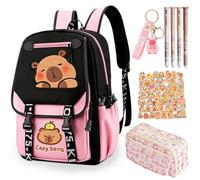 CYGMRFH Capybara Zaino con Astuccio, Penne Cancellabili, Rosa 5