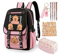 CYGMRFH Capybara Zaino con Astuccio, Penne Cancellabili, Rosa 7