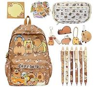 CYGMRFH Capybara zaino per bambini, Capybara astuccio con matite e portachiavi, set di cartoni animati, portapenne, astuccio per la scuola, libri, Mittelgroße, Cartone